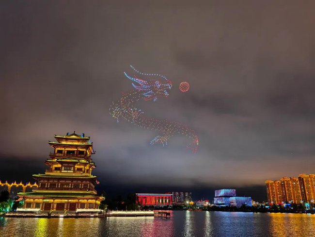 夜空閃耀 千架無人機點燃吉祥敦化夜經濟
