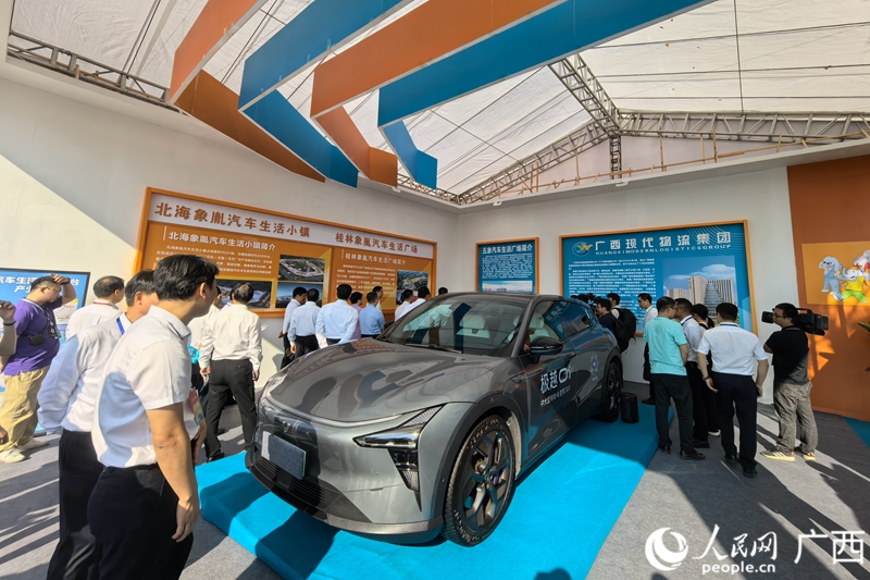 在廣西現(xiàn)代物流集團展區(qū),嘉賓了解汽車生活服務(wù)平臺建設(shè)情況。人民網(wǎng)記者 覃心攝